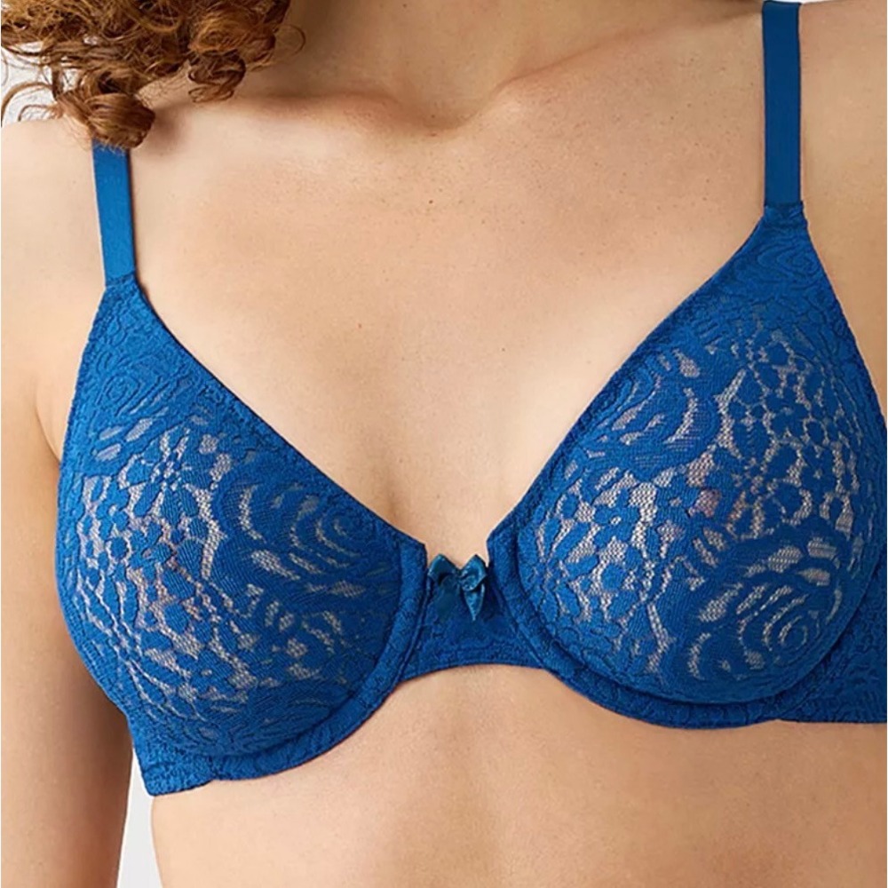 Wacoal Halo Lace Molded Underwire Bra 851205 Poseidon Blue 32D